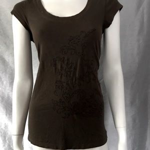 THEORY | Olive Embroidered Knit Top Tee